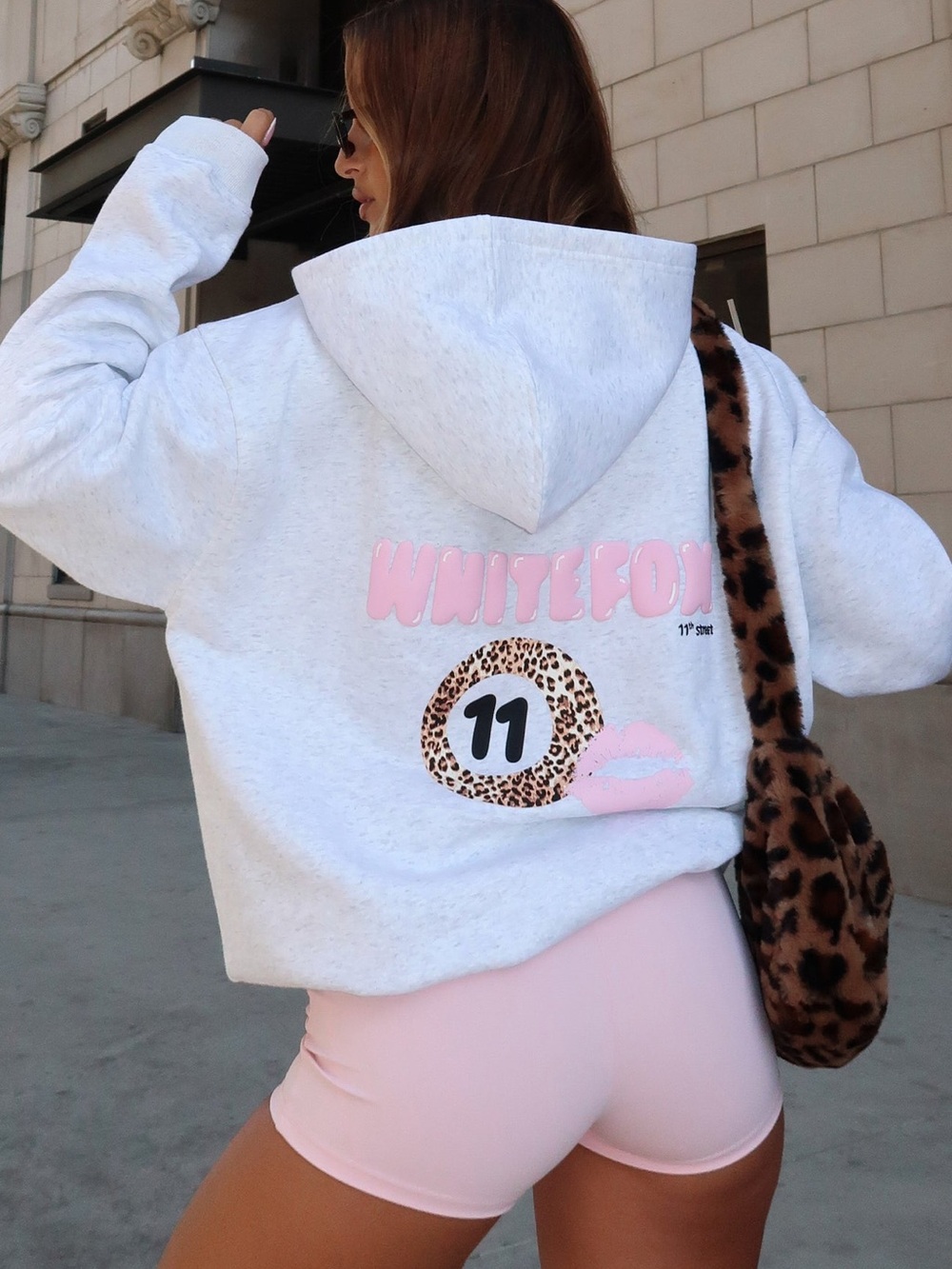 White Fox Oversized Hoodie Leopard